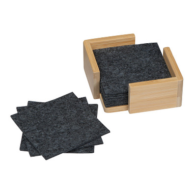 15 Filzuntersetzer im Bambusständer, anthrazit