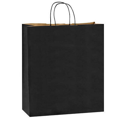 Papier-Tragetasche gerippt, groß, schwarz