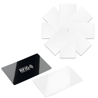 Werbe-Sparset RFID Anti Skim Karte, 60-tlg., inkl. Druck, schwarz / weiß Werbe-Sparset RFID Anti Skim Karte, 60-tlg., inkl. Druck, schwarz / weiß