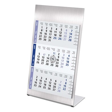 Geiger-Notes 3-Monats-Tischkalender Edelstahl, grau/blau, 2026/2027
