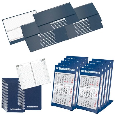 Kalender Set 60-teilig 2027, inkl. Druck, blau