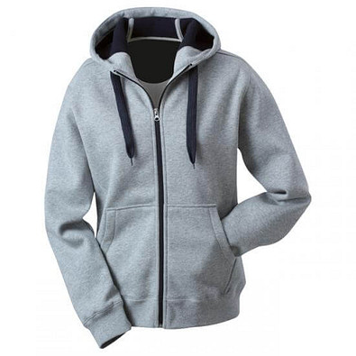 JAMES & NICHOLSON Unisex Jacke mit Kapuze, grau/dunkelblau, M