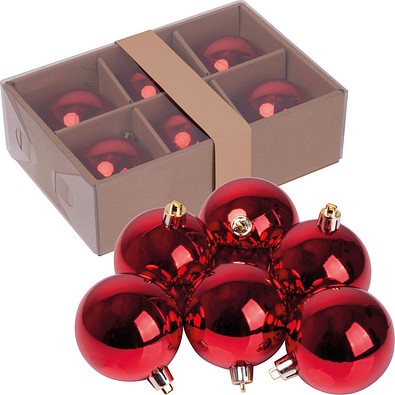 6er Set Weihnachtskugeln PATRICIA, rot