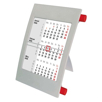 2-Jahres-Tischkalender 2026/2027, grau/rot