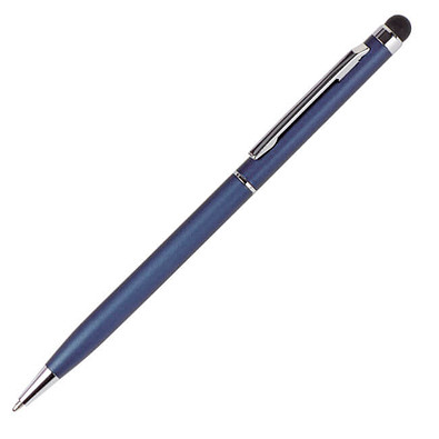 Touch-Metallkugelschreiber, blaue Mine, blau-matt