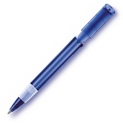 Druckkugelschreiber Genua MADE IN EUROPE, blaue Mine, blau/transparent