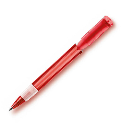 Druckkugelschreiber Genua MADE IN EUROPE, rot/transparent