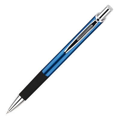 Metall-Druckkugelschreiber Hampton, blaue Mine, blau