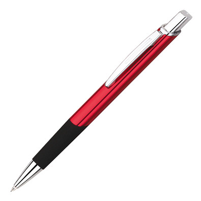 Metall-Druckkugelschreiber Hampton, blaue Mine, rot