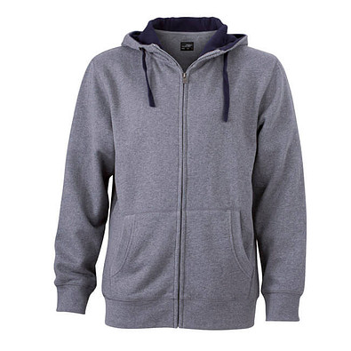 JAMES & NICHOLSON Unisex Sweat-Jacke mit Kapuze, grau, L