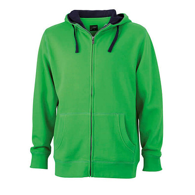 JAMES & NICHOLSON Unisex Sweat-Jacke mit Kapuze, grün, L