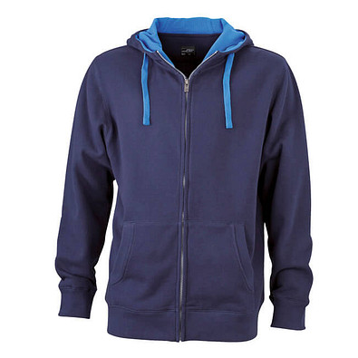 JAMES & NICHOLSON Unisex Sweat-Jacke mit Kapuze, dunkelblau, L