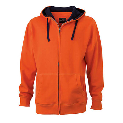 JAMES & NICHOLSON Unisex Sweat-Jacke mit Kapuze, orange, L