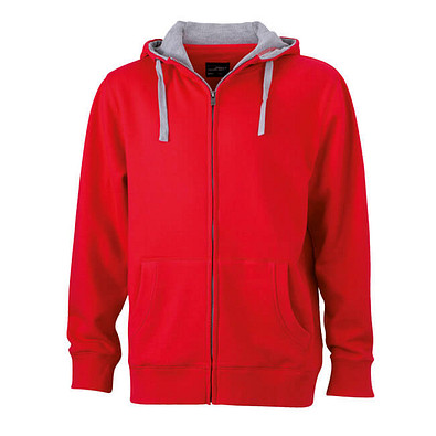 JAMES & NICHOLSON Unisex Sweat-Jacke mit Kapuze, rot, L