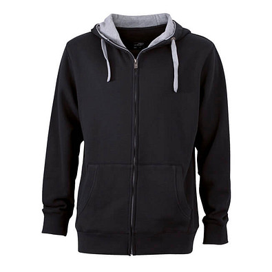 JAMES & NICHOLSON Unisex Sweat-Jacke mit Kapuze, schwarz, L