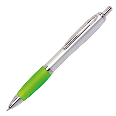 LANCE® Kugelschreiber Rio Satin, blaue Mine, silber/apfelgrün(neon)