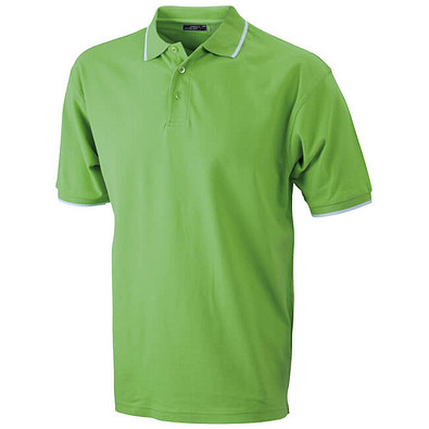 JAMES & NICHOLSON Herren Poloshirt Pique, hellgrün/weiß, XL