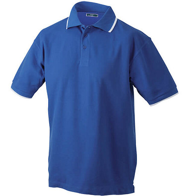 JAMES & NICHOLSON Herren Poloshirt Pique, blau/weiß, M
