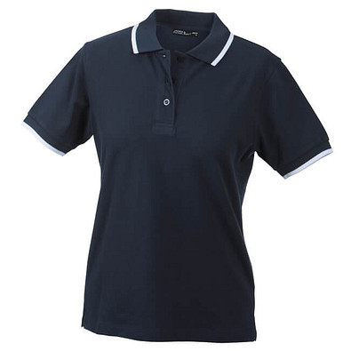 JAMES & NICHOLSON Damen Poloshirt Pique, dunkelblau/weiß, L