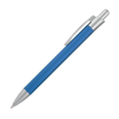 Metall-Druckkugelschreiber Brushed, blaue Mine, blau