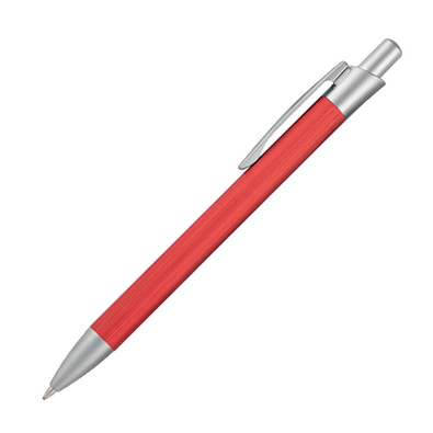 PENKO® Metall-Kugelschreiber Brushed, blaue Mine, rot