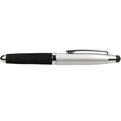Metall-Touch-Kugelschreiber Soft Grip, blaue Mine, silber