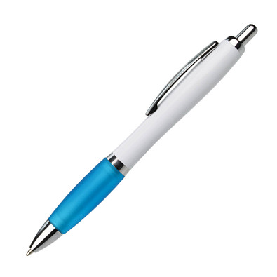 LANCE® Kugelschreiber Milano, blaue Mine, weiß/hellblau