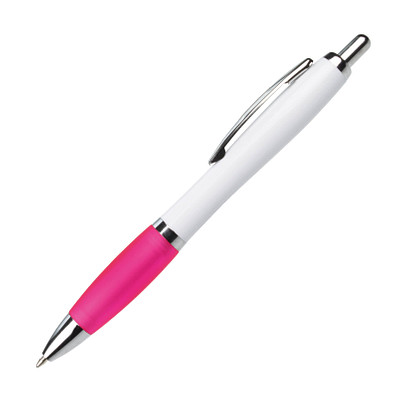 LANCE® Kugelschreiber Milano, blaue Mine, weiß/pink