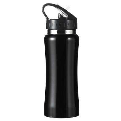 Metall-Trinkflasche Energy, ohne Trinkhalm, 600 ml, schwarz