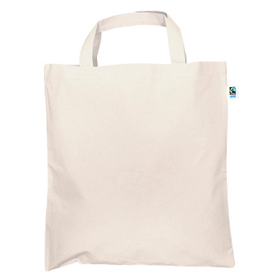 Tasche aus fair gehandelter Baumwolle natur, kurze Henkel