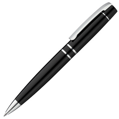 uma® Metall-Drehkugelschreiber VIP, blaue Mine, schwarz-silber