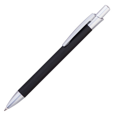 PENKO® Metall-Kugelschreiber Brushed, blaue Mine, schwarz