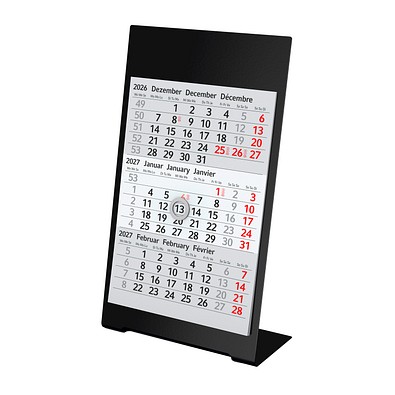 Geiger-Notes 3-Monats-Tischkalender aus Metall 2027/2028, schwarz