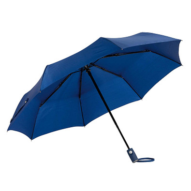 Automatik Windproof Taschenschirm mit farbigem Griff, Marineblau