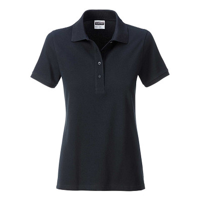 JAMES & NICHOLSON Damen Poloshirt Basic Bio BW, schwarz, S
