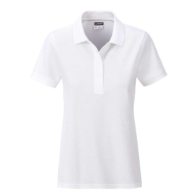JAMES & NICHOLSON Damen Poloshirt Basic Bio BW, weiß, S