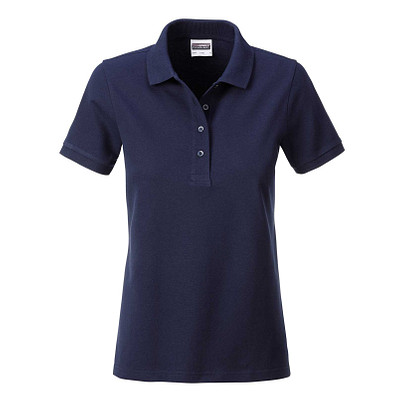 JAMES & NICHOLSON Damen Poloshirt Basic Bio BW, dunkelblau, S