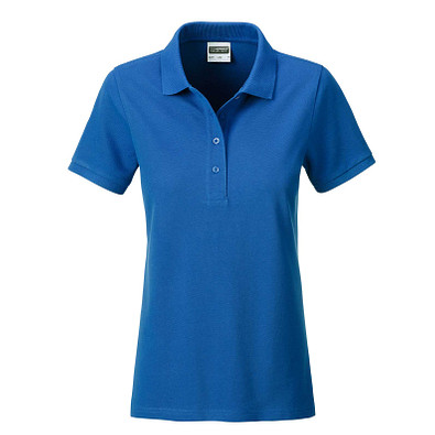 JAMES & NICHOLSON Damen Poloshirt Basic Bio BW, blau, S