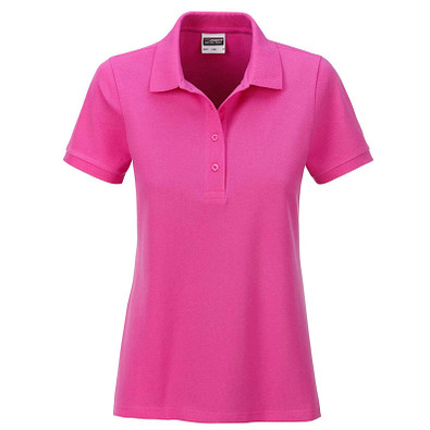 JAMES & NICHOLSON Damen Poloshirt Basic Bio BW, pink, S