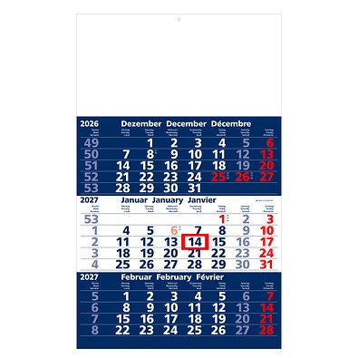Werbe-Set: 150 Wandkalender 2027, inkl. Druck, blau