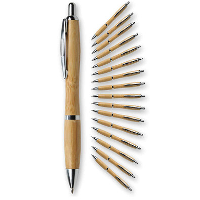 Werbe-Sparset: Bambus-Kugelschreiber Bamboo I, 100-tlg., inkl. Druck, blaue Mine, braun Werbe-Sparset: Bambus-Kugelschreiber Bamboo I, 100-tlg., inkl. Druck, blaue Mine, braun
