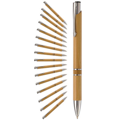 Werbe-Sparset: Bambus-Kugelschreiber Bamboo IV, 100-tlg., inkl. Druck, blaue Mine, braun Werbe-Sparset: Bambus-Kugelschreiber Bamboo IV, 100-tlg., inkl. Druck, blaue Mine, braun