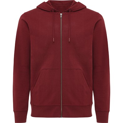 Iqoniq Abisko Zip-Kapuzenpullover aus recycelter Baumwolle, burgunderrot, XXS