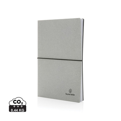 A5 Notizbuch aus recyceltem Leder, Hellgrau