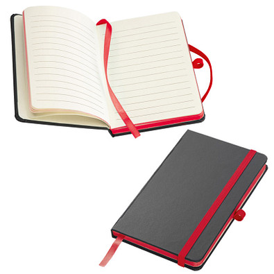 Notizbuch BlackLine, DIN A6, liniert, schwarz/rot