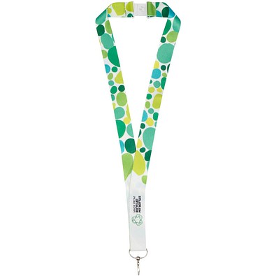 Addie Sublimation Lanyard mit Sicherheitsverschluss aus recyceltem PET Kunststoff, weiss, 25mm