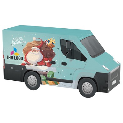 Adventskalender Transporter, share Schokotäfelchen, Weihnachtsmann im Kamin