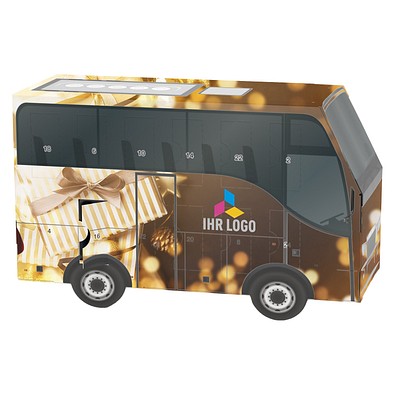 Adventskalender Bus, share Schokotäfelchen, Gold-Paket