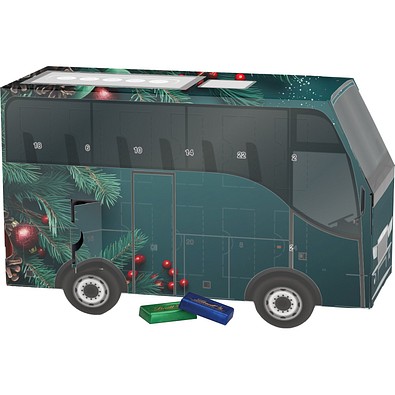 Adventskalender Bus, Lindt Schokotäfelchen, Edle Tannenzweige