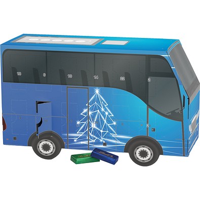 Adventskalender Bus, Lindt Schokotäfelchen, LED Tanne